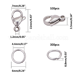 304ステンレススチール製ロブスタークロウ留め金  オープン丸カン付き  ステンレス鋼色  6.8x5.2x1.1cm&nbsp;STAS-PH0019-51P