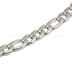 変色しにくいファッショナブルな304ステンレススチール製フィガロチェーンネックレス（男性用）  カニカン付き  ステンレス鋼色  24.02インチ（61cm）x12mm&nbsp;STAS-A028-N018P