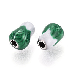 304ステンレススチールエナメルビーズ  白菜  ステンレス鋼色  12x8~8.5x8~8.5mm  穴：2.5mm&nbsp;STAS-N114-19P