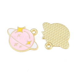 合金エナメルチャーム  惑星チャーム  ゴールドカラー  ピンク  16.5x18x1mm  穴：1.6mm&nbsp;AL-CBA0485-02D-G01