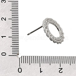 Brass Micro Pave Cubic Zirconia Stud Earring Findings with Loops&nbsp;CU-CBA1682-04P