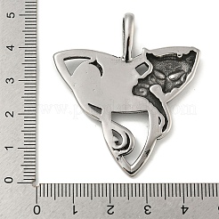 316サージカルステンレスペンダント  キツネのチャーム付きトリニティノット  アンティークシルバー  47.5x41x8mm  穴：5x10mm&nbsp;STAS-Z073-96AS