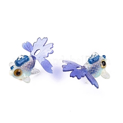 セルロースアセテート（樹脂）ペンダント  3dプリント  模造金魚  ミディアムスレートブルー  16~18x28~29x25~27mm  穴：1mm.&nbsp;X-KY-S163-059B-01