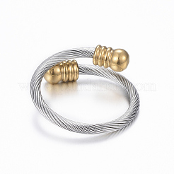 Trendy 304 Stainless Steel Torque Bangles & Rings Sets&nbsp;SJEW-H073-10A