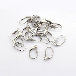 変色しにくい304ステンレススチールフレンチフックピアス金具  カン付き  ステンレス鋼色  20x10x5mm  穴：2mm  ピン：0.9mm&nbsp;STAS-N036-02