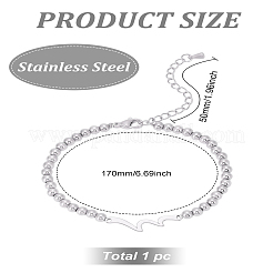 301ステンレススチールボールチェーンブレスレット1個、女性用、男性用  波  ステンレス鋼色  6-3/4インチ（17cm）&nbsp;BJEW-LP0001-45P