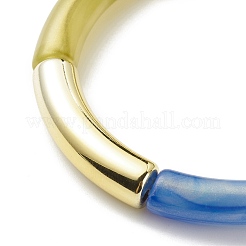 女性のためのアクリル製のカーブチューブ ビーズ ストレッチ ブレスレット  ミックスカラー  内径：2-1/8インチ（5.5cm）&nbsp;BJEW-JB08376