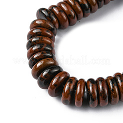 天然石マホガニーオブシディアンビーズ連売り  ディスク  12x3.5~4mm  穴：1.4mm  約51個/連  7.48~8.19インチ（19~20.8cm）&nbsp;G-F743-06K
