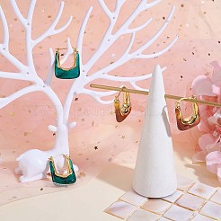 アクリル製の長方形の太いフープピアス  女性のためのミニマリストの金合金ジュエリーギフト  グリーン  31x21mm  ピン：1mm&nbsp;JE1013A