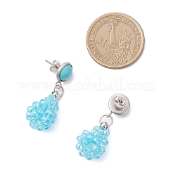 Glass & Synthetic Turquoise Teardrop Dangle Stud Earrings&nbsp;EJEW-MZ00586