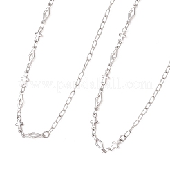 304 Stainless Steel Rhombus Cross Link Chain Necklaces&nbsp;NJEW-JN05939