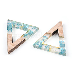 Transparent Resin & White Wood Pendants&nbsp;RESI-N039-50
