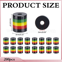 200Pcs Ghana Jamaica Reggae Stripe Resin Beads&nbsp;RESI-ME0001-10