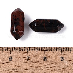 ナチュラルマホガニーのオブシディアンのペンダント  両端子尖った弾丸チャーム  多面カット  20~22x8.5~9x8mm  穴：1.6~2mm&nbsp;G-Q601-27D