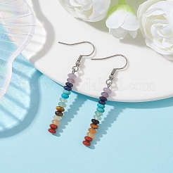 Natural & Synthetic Mixed Gemstone Rondelle Beaded Dangle Earrings&nbsp;EJEW-JE05613-02
