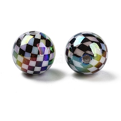 UVメッキアクリルビーズ  タータン模様のラウンド  カラフル  15.7mm  穴：2.8mm&nbsp;OACR-O008-03A