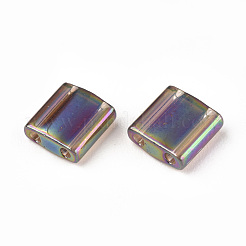 MIYUKIティラビーズ  日本製シードビーズ  2穴  （tl296)透明ルートビールab  5x5x1.9mm  穴：0.8mm  約1180個/100g&nbsp;SEED-J020-TL296