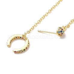 Colorful Cubic Zirconia Studs Earring with Ear Cuff Droping Chains&nbsp;KK-H434-22G