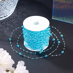 Acrylic Round Beaded Link Chains&nbsp;DIY-MB0007-001D