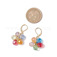 ガラス＆ガラスシードビーズフラワーペンダントネックレス＆フープピアスセット  304ステンレススチールジュエリーセット  ゴールドカラー  17.72インチ（450mm）&nbsp;SJEW-MZ00012