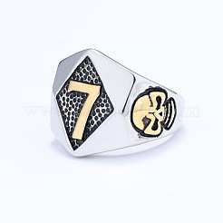パンクスタイルの316Lステンレススチール製男性用指輪  番号7の菱形  ゴールデン·ステンレス鋼色  usサイズ11（20.6mm）&nbsp;FS-WG96F45-10