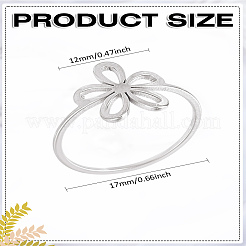 ステンレススチール製指輪1個  中空の花  ステンレス鋼色  12mm  内径：17mm&nbsp;RJEW-LP0002-36P