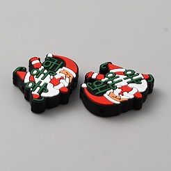 クリスマスシリコーンビーズ  雪だるま  28.5x28.5x7.5mm  穴：2mm&nbsp;SIL-SZC0001-05B