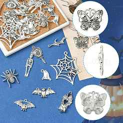 ハロウィン 40個 20スタイル チベット風合金ペンダント  カドミウムフリー＆鉛フリー  混合図形  アンティークシルバー  15~53.5x12.5~46.5x2~5mm  穴：1~2.5mm  2個/スタイル&nbsp;FIND-FS0004-69