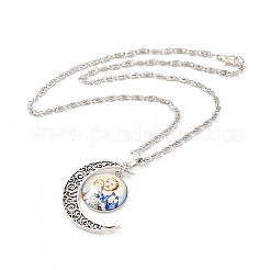 Glass Religion Fairy with Crescent Moon Pendant Necklace&nbsp;LS-NJEW-P270-01C