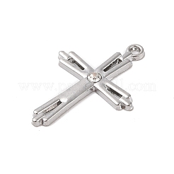 ラインストーン ペンダント付き合金  クロスチャーム  プラチナ  41x29.9x3mm  穴：2mm&nbsp;FIND-M021-24P-01