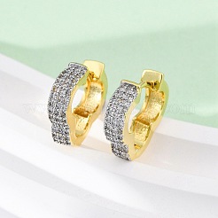 ブラスマイクロパヴェクリアキュービックジルコニアフープピアス  長持ちメッキ  鉛フリー＆カドミウムフリー  クロス  18KGP本金メッキ  15.5x18.5x4mm&nbsp;EJEW-H158-16A-GP