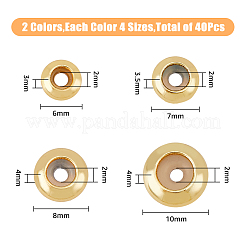 40個8スタイル真鍮ビーズ  内部のゴムと  スライダービーズ  ロンデル  プラチナ·ゴールデン  6~10x3~4mm  穴：2mm  5個/スタイル&nbsp;KK-FH0006-48