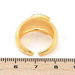 女性用真鍮マイクロパヴェクリアキュービックジルコニアオープンカフリング  18KGP本金メッキ  アーチ  13mm&nbsp;RJEW-R011-03G-02