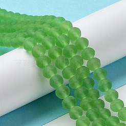 透明ガラスビーズ連売り  多面カット  艶消し  ロンデル  ライムグリーン  6x4.5mm  穴：1.4mm  約80~85個/連  38~40cm&nbsp;EGLA-A034-T6mm-MD11