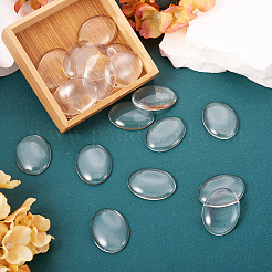 Transparent Clear Glass Flat Back Cabochons&nbsp;GGLA-TA0001-02-40x30