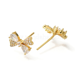 Brass Cubic Zirconia Stud Earrings&nbsp;EJEW-M048-04G