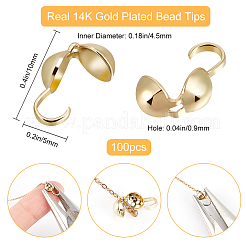 100Pcs Brass Bead Tips&nbsp;KK-BBC0009-06
