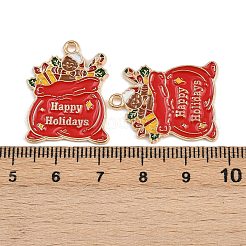 クリスマステーマ合金エナメルペンダント  ゴールドカラー  ジンジャーブレッドマン  25.5x20.5x1.5mm  穴：1.8mm&nbsp;ENAM-C031-01G-06