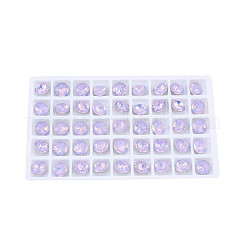 K9ガラスラインストーンカボション  尖ったバック＆バックメッキ  多面カット  フラットラウンド  スミレ  10x5.5mm&nbsp;X-MRMJ-N029-12-03