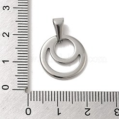 変色しない304ステンレススチールペンダント  ムーンチャーム付きフラットラウンド  ステンレス鋼色  16x1.5mm  穴：3x7mm&nbsp;STAS-B053-10P