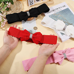 4Pcs 4 Colors Adjustable Bowknot PU Leather Elastic Waistbands for Women&nbsp;AJEW-CO0001-07
