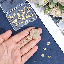 90個3スタイル真鍮ビーズ  フラットラウンド  18KGP本金メッキ  4~8x1~1.5mm  穴：1.4mm  30個/スタイル&nbsp;KK-BBC0025-88
