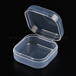 ヒンジ付き蓋付きプラスチックビーズ容器  正方形  透明  3.5x3.5x1.8cm  インナーサイズ：3.1 3.1 CMX CM&nbsp;LS-CON-Z007-03A