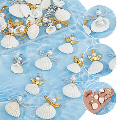 24Pcs 4 Styles Natural Shell Pendants&nbsp;SHEL-HS0001-17