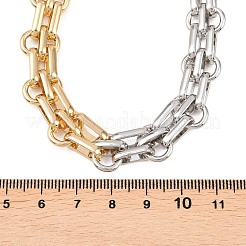 12mmツートン真鍮オーバルリンクチェーン（女性用ネックレス）  プラチナ·ゴールデン  17.36インチ（44.1cm）&nbsp;NJEW-G189-01GP