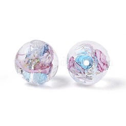 手作り箔ランプワークビーズ  花の丸  ライトスカイブルー  10mm  穴：1~1.2mm&nbsp;LAMP-T021-33C