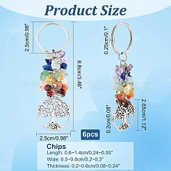 6Pcs Natural Gemstone Keychain&nbsp;KEYC-FH0001-14