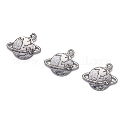 亜鉛合金チャーム  鉛フリー及びカドミウムフリー  アンティークシルバー  地球  18x18x2mm  穴：2mm&nbsp;X-PALLOY-A14128-AS-LF