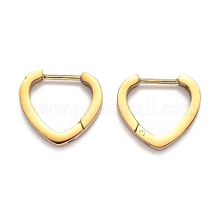 304ステンレススチールハートハギーフープピアス  ハート  ゴールドカラー  15x16.5x3mm  ピン：1mm&nbsp;STAS-J033-15G