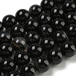 Natural Black Agate Beads Strands&nbsp;G-G391-10mm-01